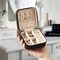 Travel Jewelry Case – Mini Portable Black PU Leather Jewelry Organizer for Rings, Earrings, Necklaces, Bracelets, Watches & Lipsticks – Compact Travel Storage Box for Women Girls